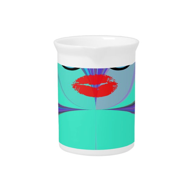 Diva Aura Vibrant Sunglasses Red Heart Designer Ki Beverage Pitcher (Front)