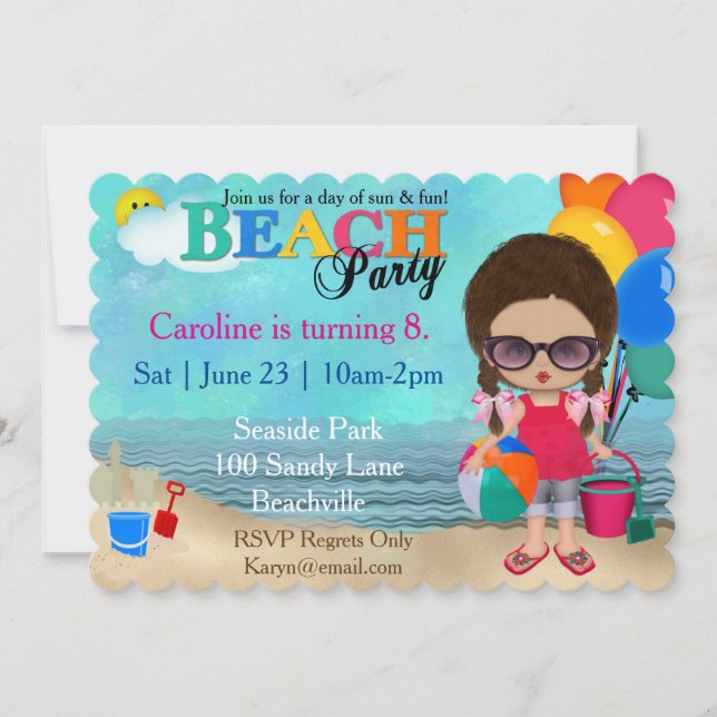 Diva Beach Party Invitation (Front)