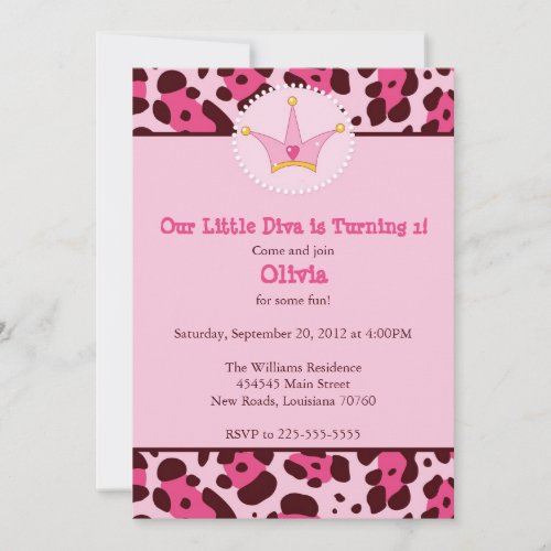 Diva Birthday Party Personalized Announcements
