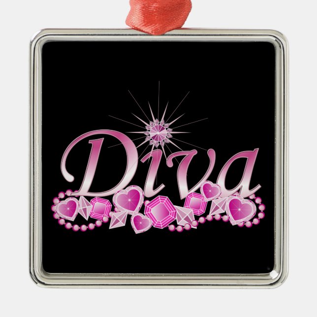 Diva Bling Metal Ornament (Front)