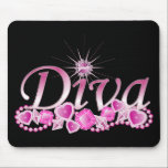 Diva Bling Mouse Pad<br><div class="desc">Every Diva will sparkle with this beautiful Diva text design with shimmering gems and jewels in hues of pink - so girlie!</div>