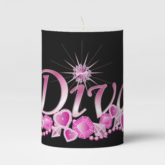 Diva Bling Pillar Candle (Front)