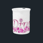 Diva Bling Pitcher<br><div class="desc">Every Diva will sparkle with this beautiful Diva text design with shimmering gems and jewels in hues of pink - so girlie!</div>