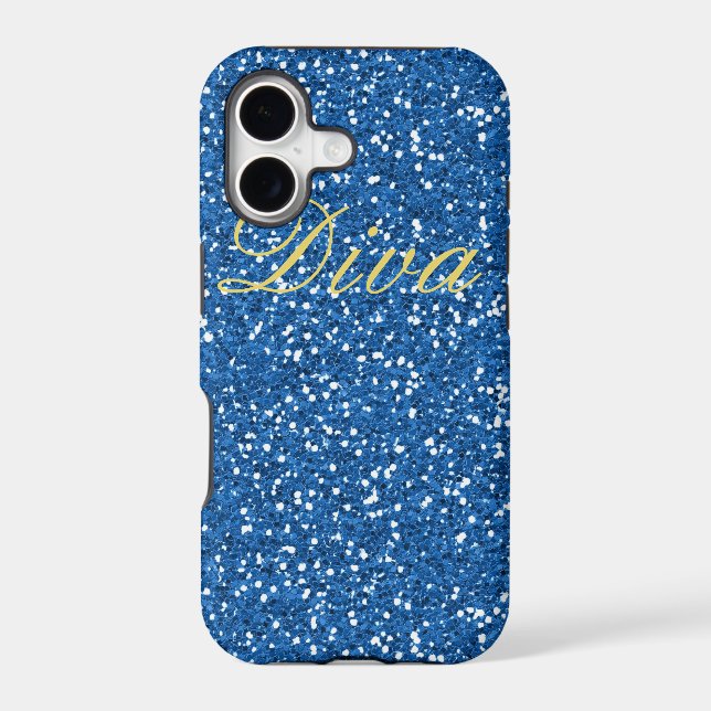 Diva Blue Faux Glitter Iphone Case (Back)