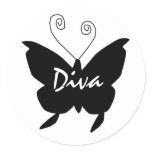 Diva Butterfly Classic Round Sticker