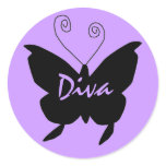 Diva Butterfly Classic Round Sticker