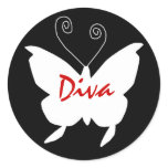 Diva Butterfly I Classic Round Sticker