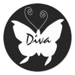 Diva Butterfly I Classic Round Sticker