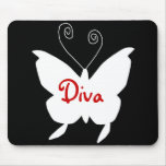 "Diva Butterfly In White" Mousepad