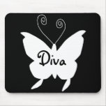 "Diva Butterfly In White" Mousepad