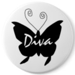 Diva Butterfly Pinback Button