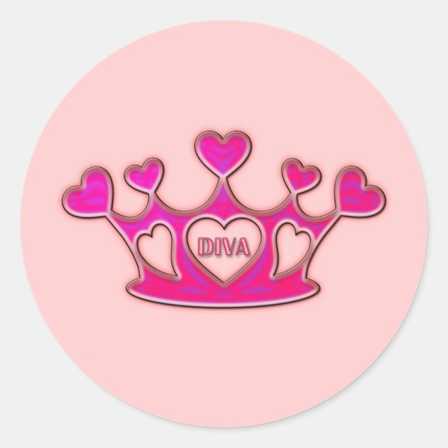 DIVA CROWN CLASSIC ROUND STICKER (Front)