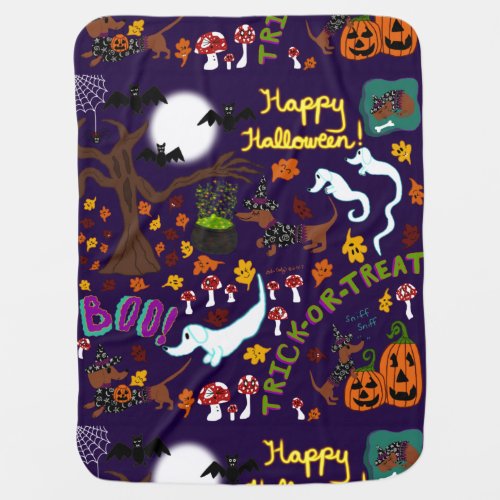 Diva Dachshunds Halloween Baby Blanket