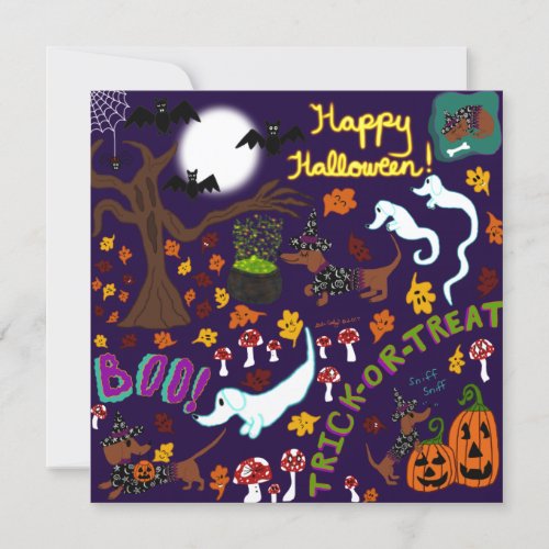 Diva Dachshunds Halloween Card