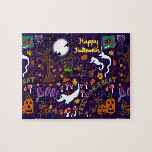 Diva Dachshunds Halloween Jigsaw Puzzle