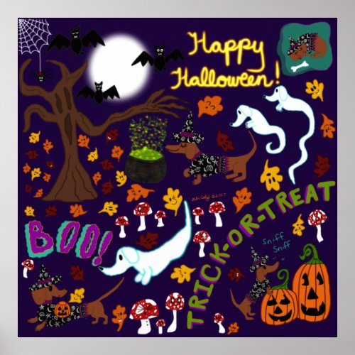 Diva Dachshunds Halloween Poster