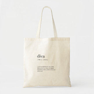 Diva Definition Meaning Dictionary Art Decor Tote Bag
