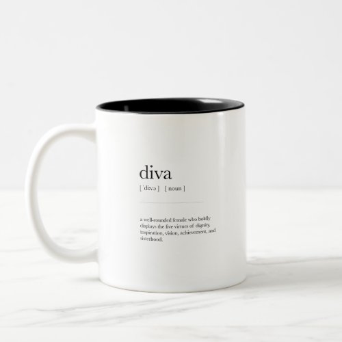 Diva Definition Meaning Dictionary Art Decor Two_Tone Coffee Mug
