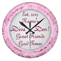Diva Den Pink Decor! Mom Cave, Woman Cave, Ladies Large Clock