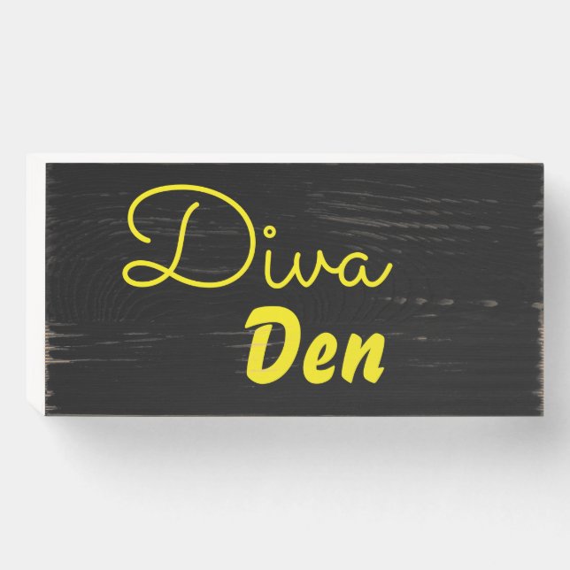 Diva Den Wood Art Sign (Front Horizontal)