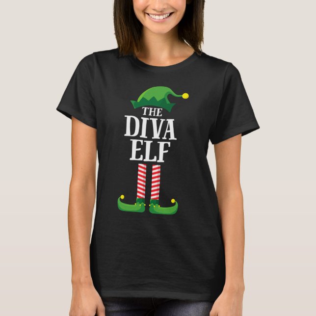 Diva Elf Matching Family Christmas Party Pajama T-Shirt (Front)