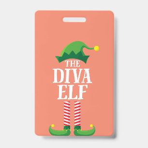 Diva Elf Matching Family Group Christmas Party Badge