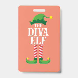 Diva Elf Matching Family Group Christmas Party Badge