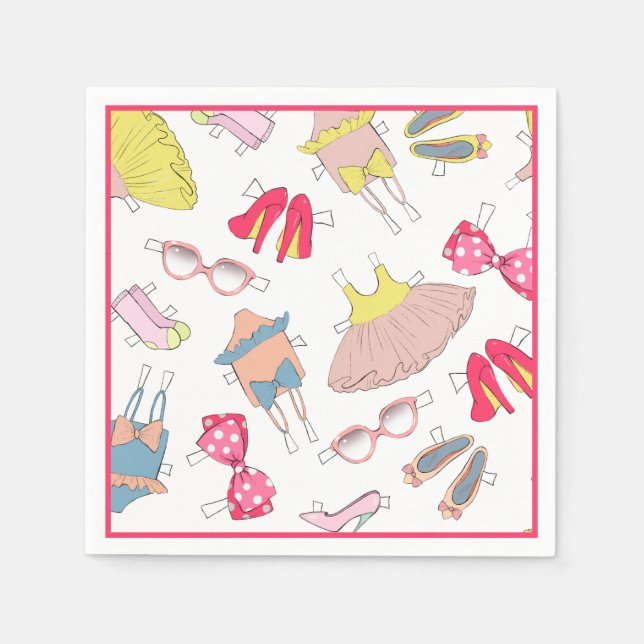 Diva Fashion Stilettos Watercolor Party Paper Plat Napkins (Front)