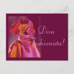 Diva Fashionista Autumn Reds Postcard