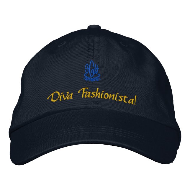 Diva Fashionista Embroidered Baseball Cap (Front)