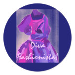 Diva Fashionista In Blue Classic Round Sticker