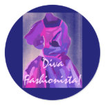Diva Fashionista In Blue Classic Round Sticker