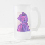 Diva Fashionista In Blue Frosted Glass Beer Mug