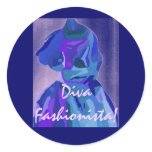 Diva Fashionista In Blue I Classic Round Sticker