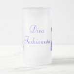 Diva Fashionista In Blue I Frosted Glass Beer Mug