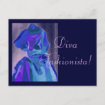 Diva Fashionista In Blue I Postcard