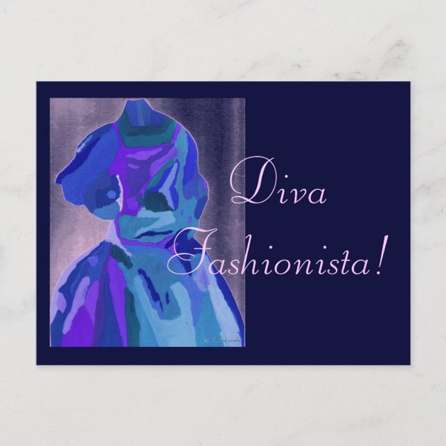 Diva Fashionista In Blue I Postcard (Front)