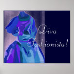 Diva Fashionista In Blue I Poster