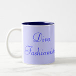 Diva Fashionista In Blue I Two-Tone Coffee Mug