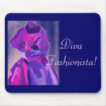 Diva Fashionista In Blue Mouse Pad