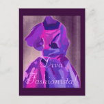 Diva Fashionista In Blue Postcard