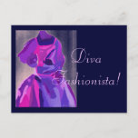 Diva Fashionista In Blue Postcard