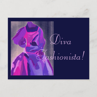 Diva Fashionista In Blue Postcard