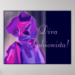 Diva Fashionista In Blue Poster