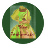 Diva Fashionista In Spring Classic Round Sticker