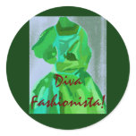 Diva Fashionista In Summer Classic Round Sticker