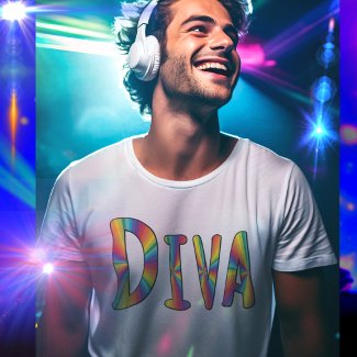 DIVA Funny Campy Humor Rainbow Colors Fabulous Fun