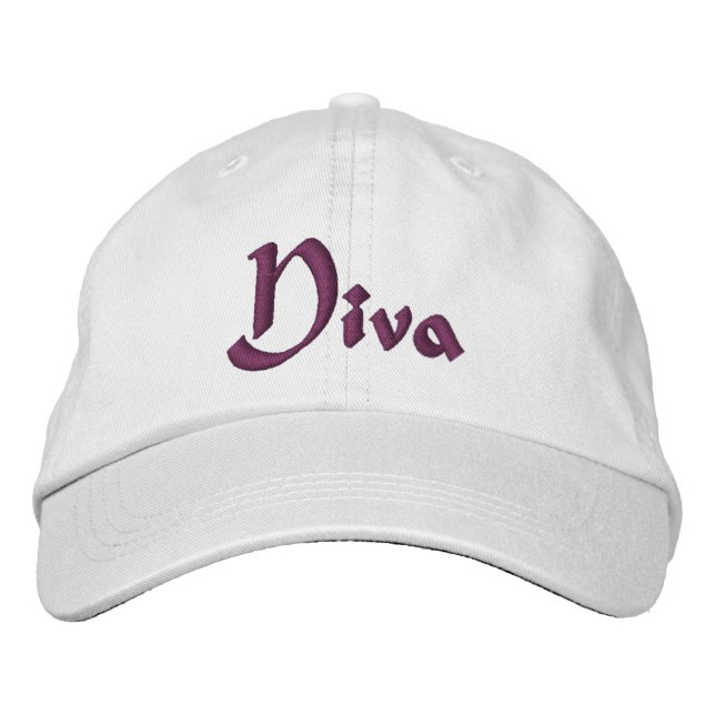 Diva Funny Embroidered Baseball Hat (Front)