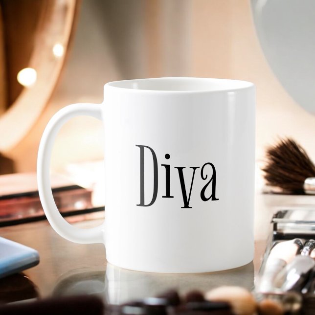 Diva Funny Whimsical Text Coffee Mug (Creator Uploaded)