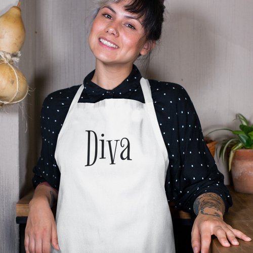 Diva Funny Whimsical Typography Apron